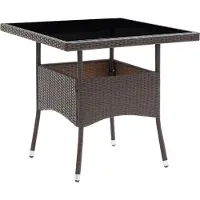 Syfax Table de salle à manger de jardin Marron Résine tressée