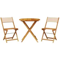 vidaXL Ensemble Bistro 3 pièces Beige Tissu et bois massif
