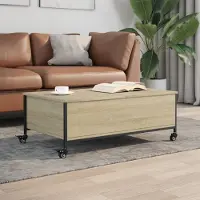 Prolenta Table basse exclusive sur roulettes, en bois imitation chêne Sonoma, dimensions 91x55x34 cm