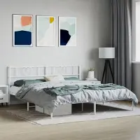 Prolenta Maison Exclusive - Cadre de lit avec tête de lit en métal blanc 180x200 cm