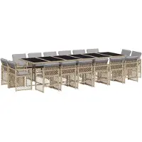 vidaXL Ensemble de jardin 17 pièces avec coussins Mélange beige Poly rotin