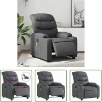 The Living Store Fauteuil de massage électrique gris similicuir