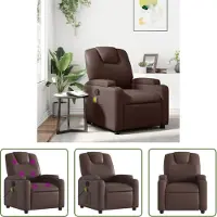 The Living Store Fauteuil de massage Marron Similicuir