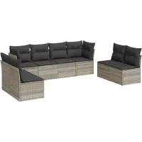 vidaXL Ensemble de jardin canapé 8 pièces avec coussins gris clair Poly rotin