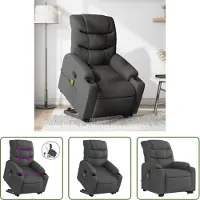 The Living Store Fauteuil de massage avec releveur Gris foncé Tissu