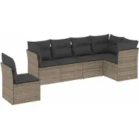 Syfax Salon de jardin 6 pcs avec coussins gris résine tressée