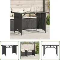 The Living Store Table de jardin avec plateau en verre noir 110x68x70 cm Poly rotin