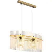 Globo Lampe suspendue Gorley Or avec des bâtons en verre blanc