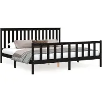 Syfax Cadre de lit sans matelas noir 200x200 cm bois massif de pin