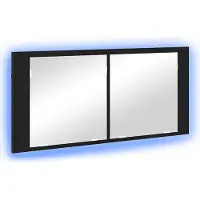 Syfax Cabinet Miroir LED avec étagère Chêne noir 100 x 12 x 45 cm