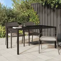 Prolenta Maison Exclusive - Table de jardin 150 x 90 x 75 cm, verre trempé, rotin synthétique marron