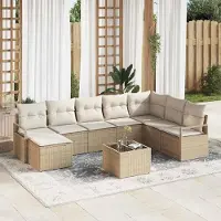 Prolenta Maison Exclusive - Ensemble de canapé 9 pièces, couleur beige [Matériau synthétique] : rotin synthétique