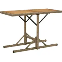 Prolenta Maison Exclusive - Table de jardin beige en bois massif d'acacia et en rotin synthétique