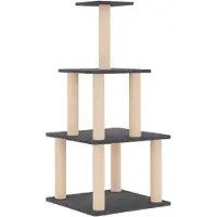 Syfax Arbre à chat avec colonnes à griffer en sisal Gris foncé 111 cm