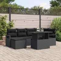 Prolenta Maison Exclusive - Ensemble de canapé de jardin, 7 pièces, en résine tressée noire