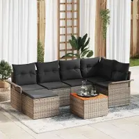 Prolenta Maison Exclusive - Ensemble de canapé de jardin, 7 pièces, gris, en résine tressée