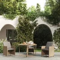 Prolenta Maison Exclusive - Table de jardin Beige 109x107x74 cm Résine tressée et verre