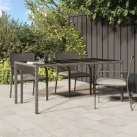 Prolenta Maison Exclusive - Table de jardin grise 190 x 90 x 75 cm en verre trempé et rotin synthétique