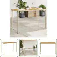 The Living Store Table de jardin avec plateau en acacia 115x54x74 cm Poly rotin