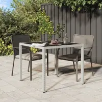 Prolenta Maison Exclusive - Table de jardin 90 x 90 x 75 cm, verre trempé et rotin synthétique blanc