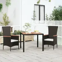 Prolenta Maison Exclusive - Table de jardin avec plateau en bois, en rotin synthétique noir et bois d'acacia
