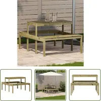 The Living Store Table de pique-nique 110x134x75 cm Bois de pin imprégné