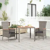 Prolenta Maison Exclusive - Table de jardin avec plateau en bois, en polyrotin gris et bois massif d'acacia