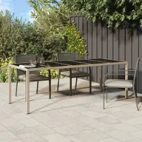 Prolenta Maison Exclusive - Table de jardin beige 250 x 100 x 75 cm, verre trempé et rotin synthétique