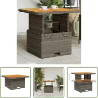 The Living Store Table de jardin Gris 80x80x71 cm Poly rotin et bois d'acacia