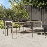 Prolenta Maison Exclusive - Table de jardin beige 190 x 90 x 75 cm en verre trempé et rotin synthétique
