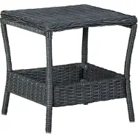 The Living Store Table de jardin gris foncé 45x45x46,5 cm Poly rotin