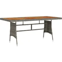 Syfax Table de jardin Gris 160x70x72 cm Résine tressée et acacia