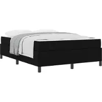 vidaXL Lit boxspring avec matelas noir 140 x 190 cm Tissu