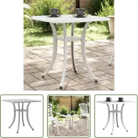 The Living Store Table de jardin blanche 53x53x53 cm Fonte d'aluminium