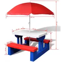 Syfax Table et bancs de pique-nique avec parasol pour enfants