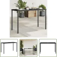 The Living Store Table de jardin avec plateau en verre noir 115x54x74 cm Poly rotin