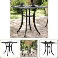 The Living Store Table de jardin noire 53x53x53 cm Fonte d'aluminium