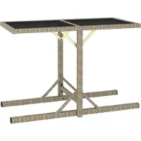 The Living Store Table de jardin beige 110×53×72 cm verre et poly rotin