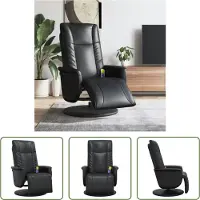 The Living Store Fauteuil de massage avec repose-pieds Noir Similicuir
