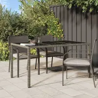 Prolenta Maison Exclusive - Table de jardin 150 x 90 x 75 cm, verre trempé et rotin synthétique gris