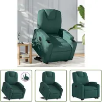 The Living Store Fauteuil relax avec releveur Vert foncé Tissu