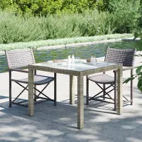 Prolenta Maison Exclusive - Table de jardin 90 x 90 x 75 cm, verre trempé, rotin synthétique gris