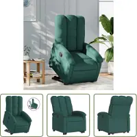 The Living Store Fauteuil relax avec releveur Vert foncé Tissu