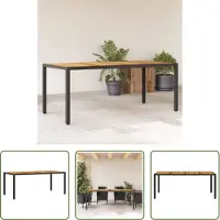 The Living Store Table de jardin avec plateau en acacia noir Poly Rattan