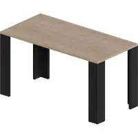 Pokar Table de salle à manger, table de cuisine, table de bureau, Taille:140x80, Couleur:Chêne Sonoma + Noir