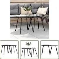 The Living Store Table basse de jardin 2 pcs. Rond Noir Acier laqué époxy