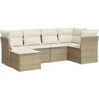 vidaXL Ensemble de salon de jardin 6 pièces avec coussins Beige Poly Rattan