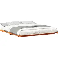 Syfax Cadre de lit Brun cire 200 x 210 cm Pin massif