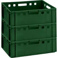 BURI Caisses à viande E2 60x40x20cm Caisse de stockage Eurobox en provenance d'Allemagne, convient pour aliments, robuste, empilable , Variante:vert foncé 3x