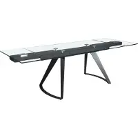 ANGEL CERDA SL Angel Cerdá Table de salle à manger rectangulaire extensible en verre trempé et acier noir 1150